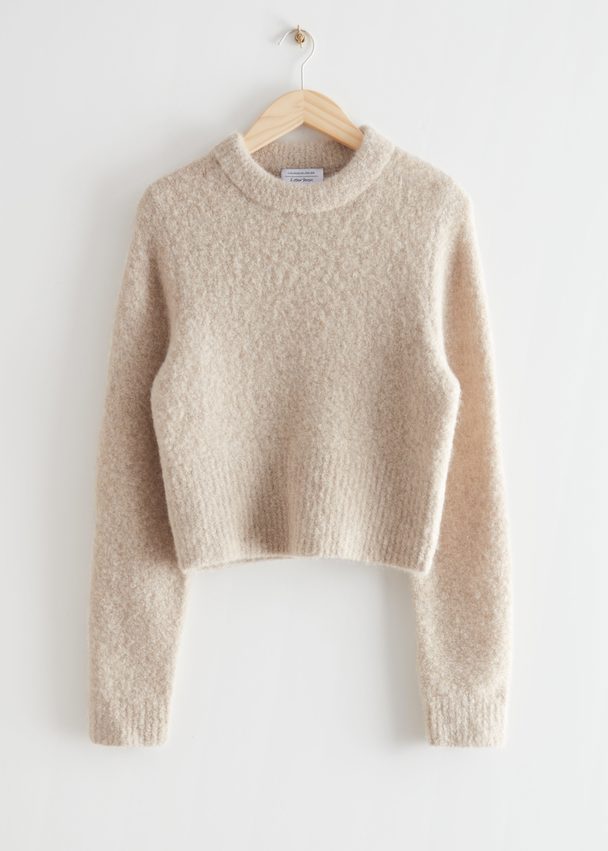 & Other Stories Boxy Pile Knit Sweater Beige