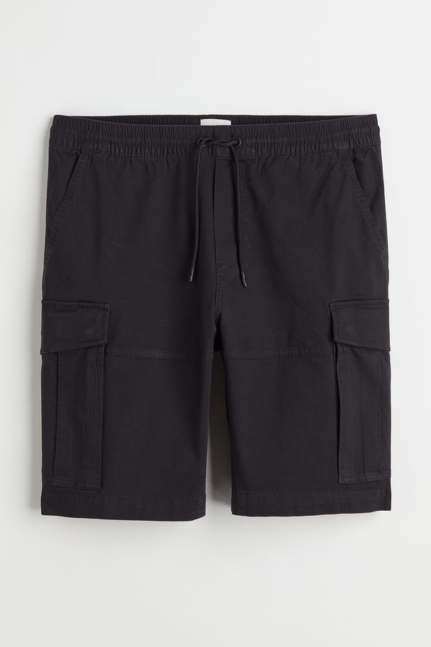 H&M Regular Fit Twill Cargo Shorts Black