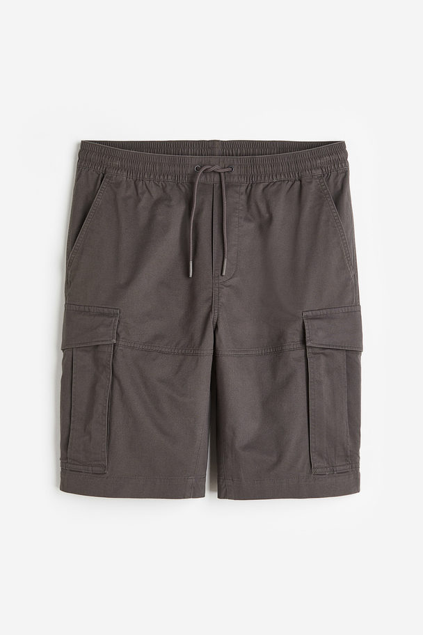 H&M Regular Fit Twill Cargo Shorts Dark Grey