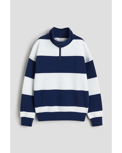 Zip-top Sweatshirt Dark Blue/white Striped
