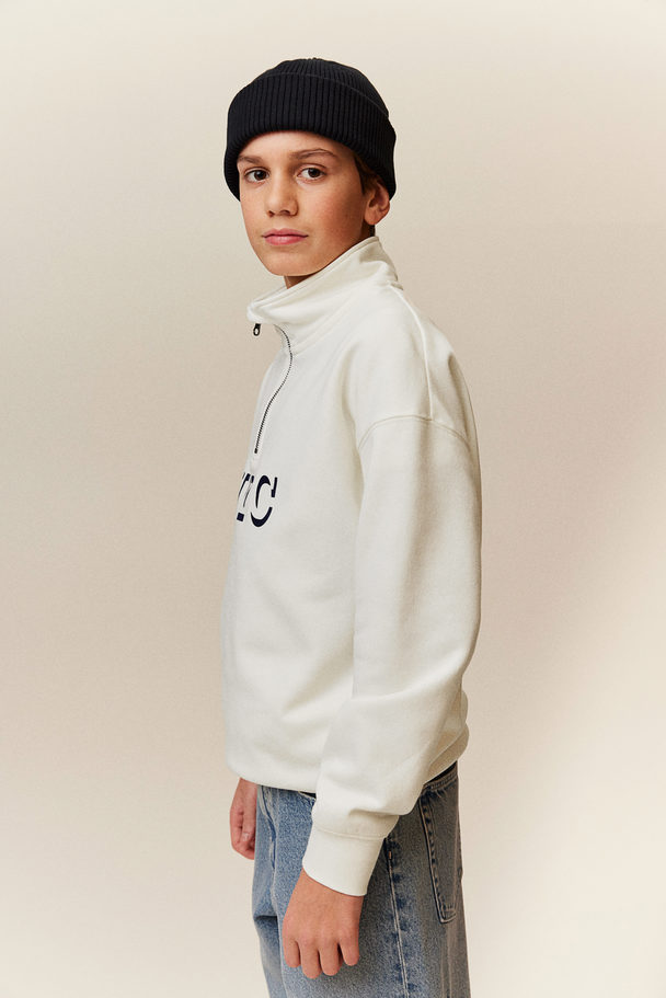 H&M Sweatshirt Med Dragkedja Vit/nyc