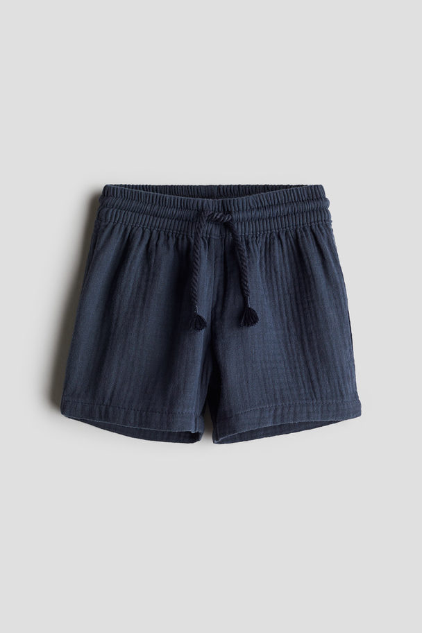 H&M Shorts aus Baumwollmusselin Marineblau