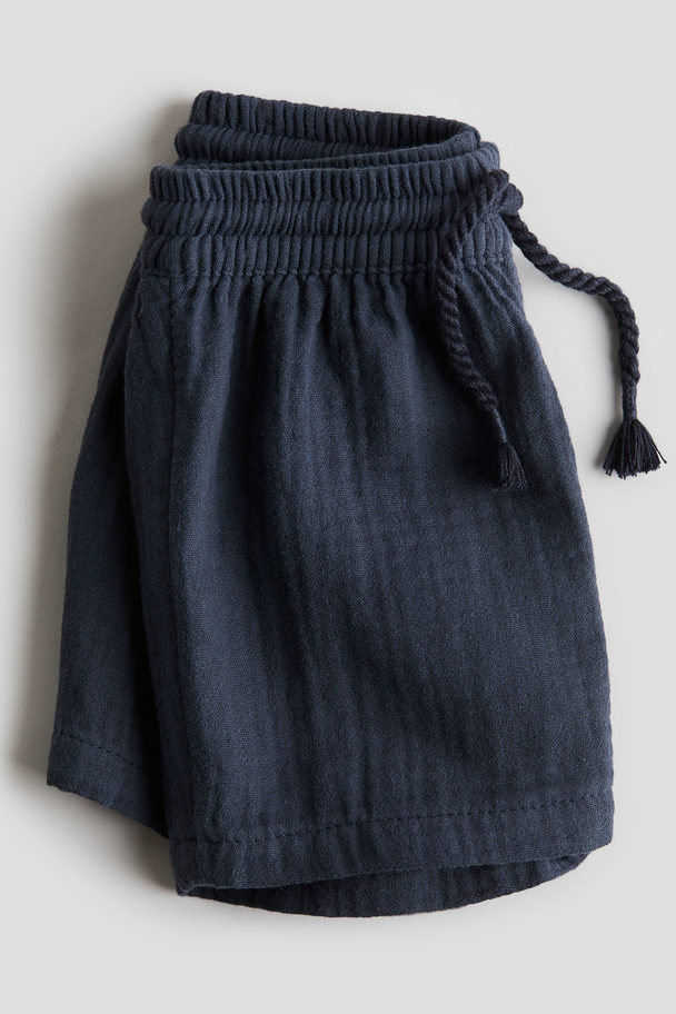 H&M Shorts aus Baumwollmusselin Marineblau