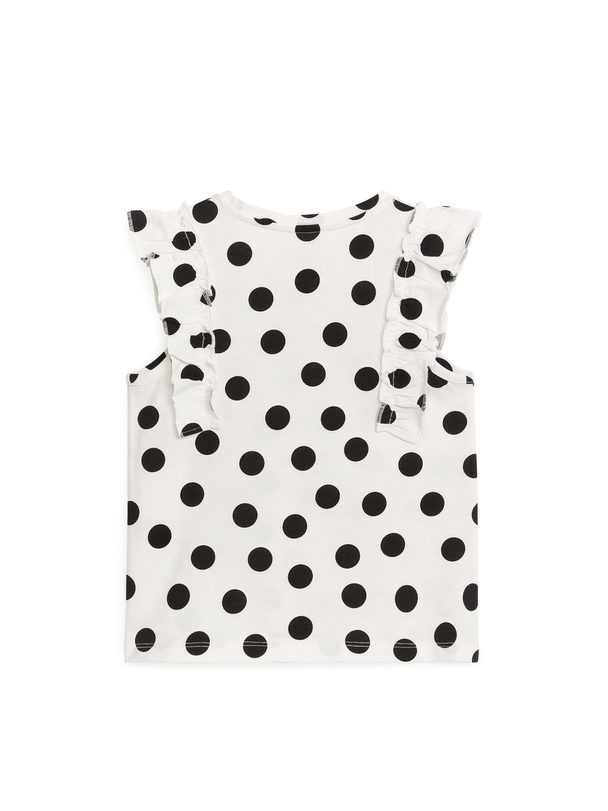 Arket Sleeveless Jersey Frill Top White/dots