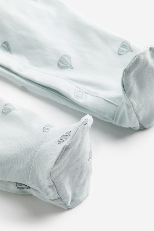 H&M 3-pack Cotton Sleepsuits Light Turquoise/balloons