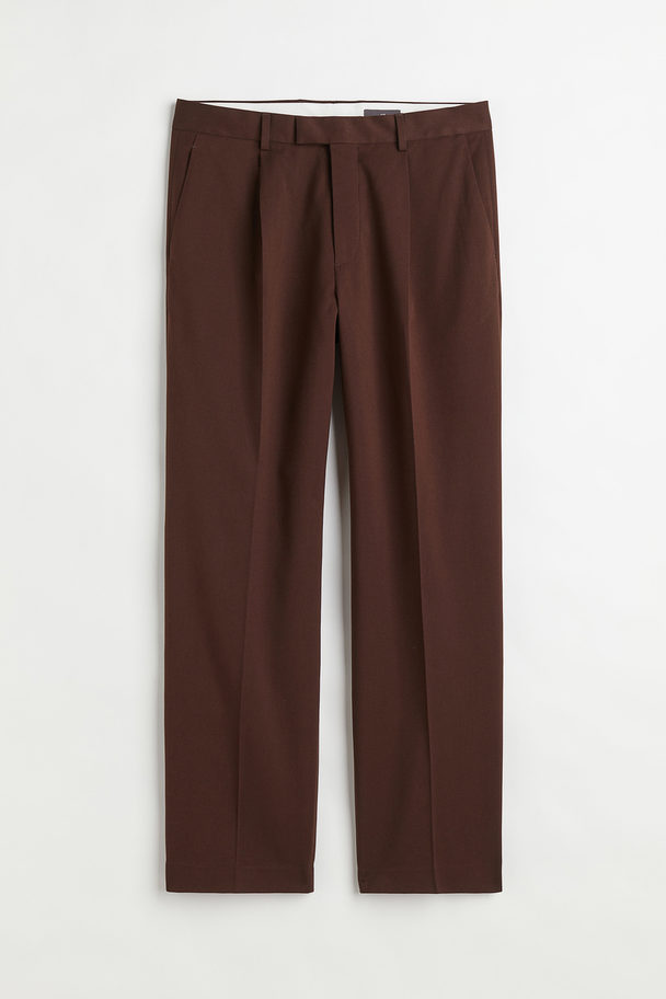 H&M Suit Trousers Straight Fit Dark Brown