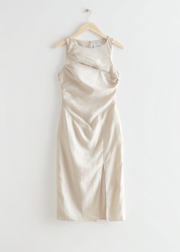 & Other Stories Cut-out Midi Dress Cream