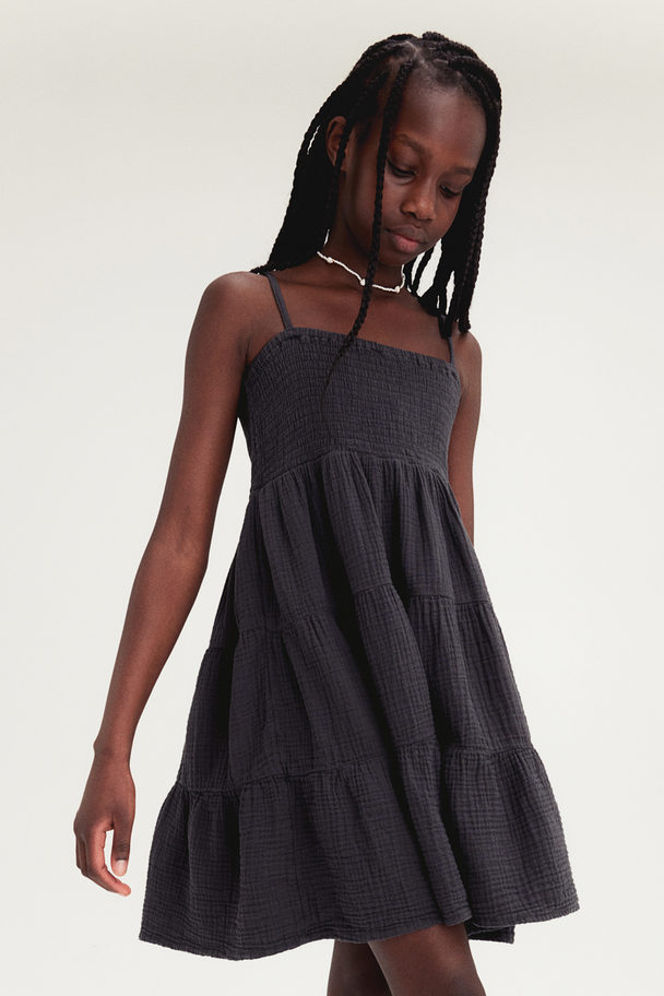 H&M Tiered Muslin Dress Charcoal