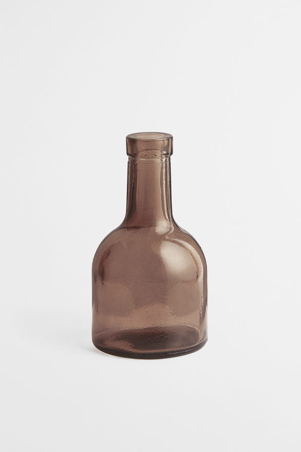 H&M HOME Small Glass Bottle Vase Dark Beige
