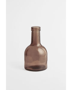 Small Glass Bottle Vase Dark Beige