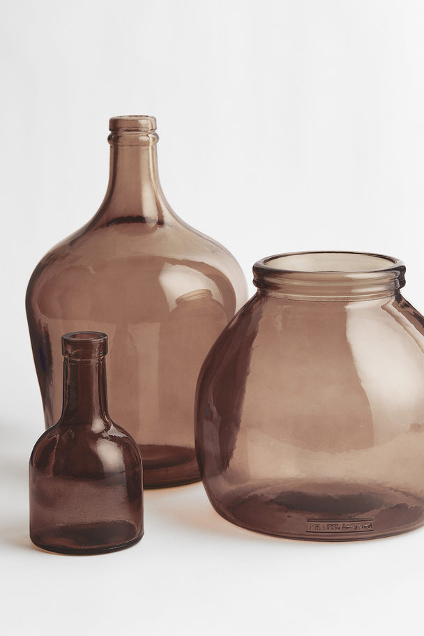 H&M HOME Small Glass Bottle Vase Dark Beige