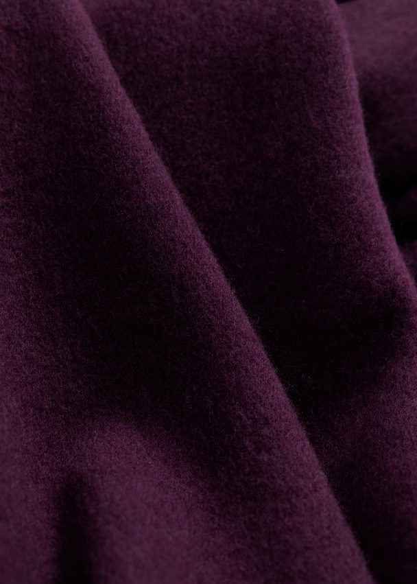 & Other Stories Fringed Wool Blanket Scarf Plum
