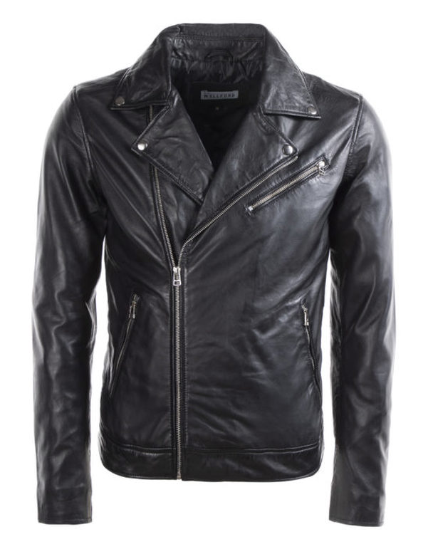 Blue Wellford Leather Jacket Milan