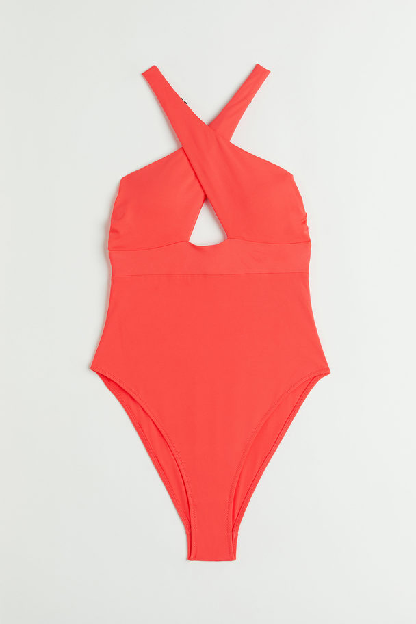 H&M High Leg Shaping Swimsuit Bright Red