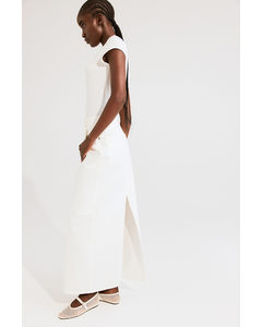Long Denim Skirt White