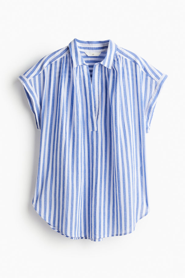 H&M Cotton Blouse Blue/striped