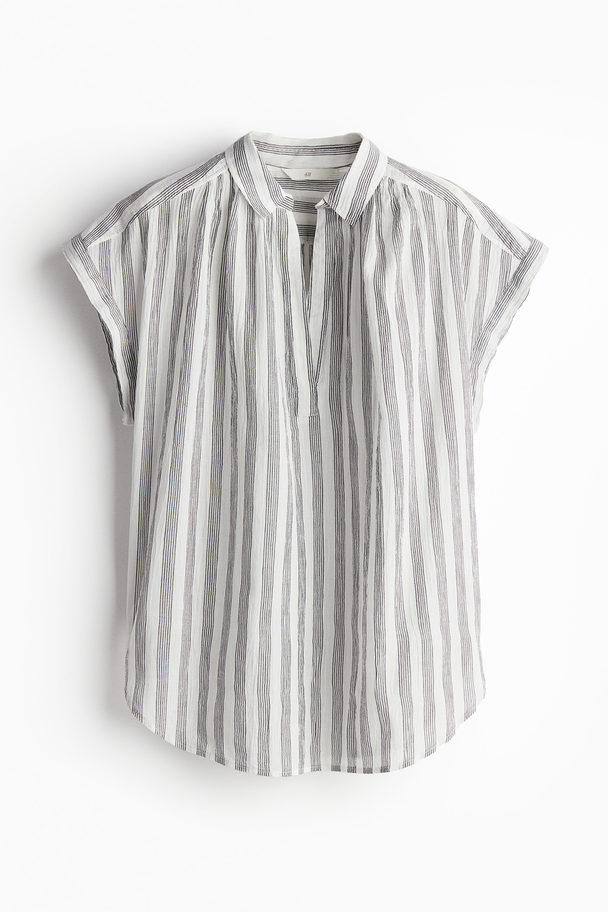 H&M Cotton Blouse White/striped