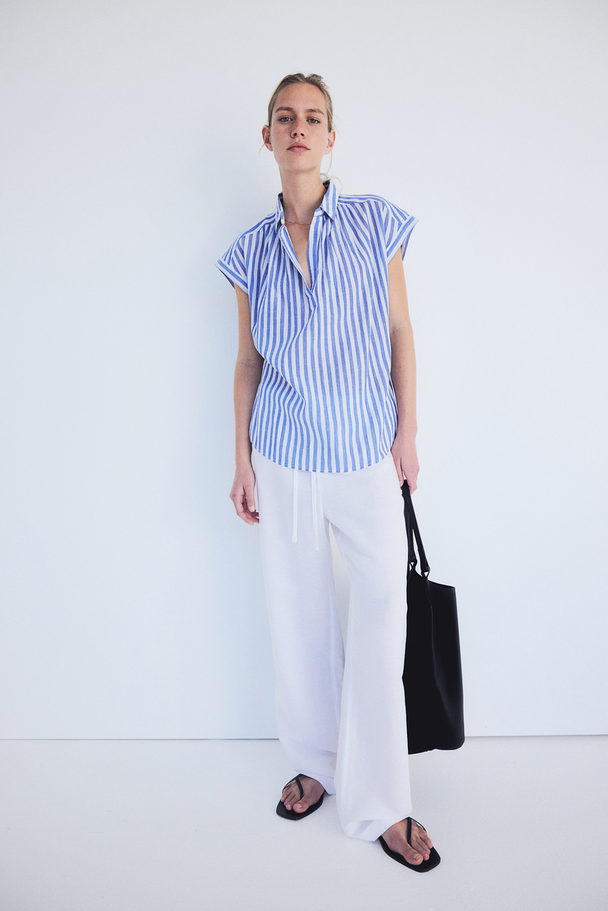 H&M Cotton Blouse Blue/striped