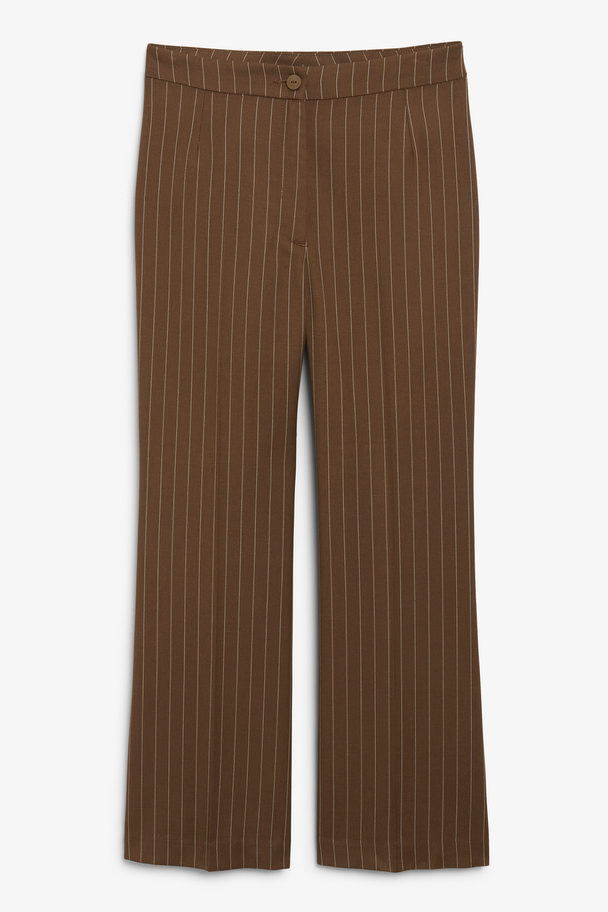 Monki Tailored Trousers Brown Pinstripe