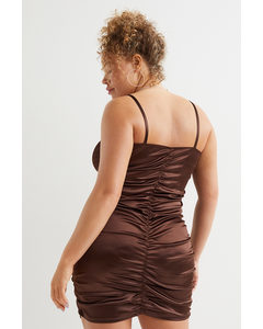 H&m+ Draped Dress Dark Brown