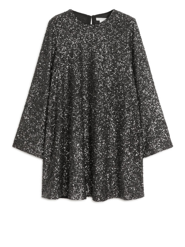 ARKET Sequin Mini Dress Dark Grey