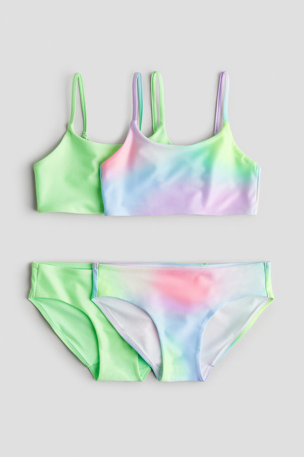 H&M Set Van 2 Bikini‘s Heldergroen/tiedye