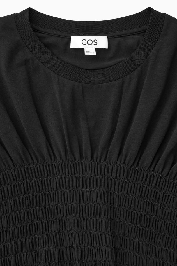 COS Smocked-bodice T-shirt Black