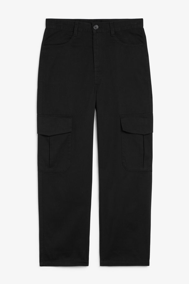 Monki Cargo Trousers Cotton Black Black