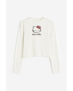 Printed Jersey Top White/hello Kitty