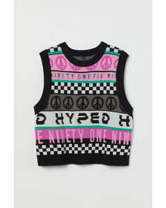 H&m+ Jacquard-knit Sweater Vest Pink/patterned