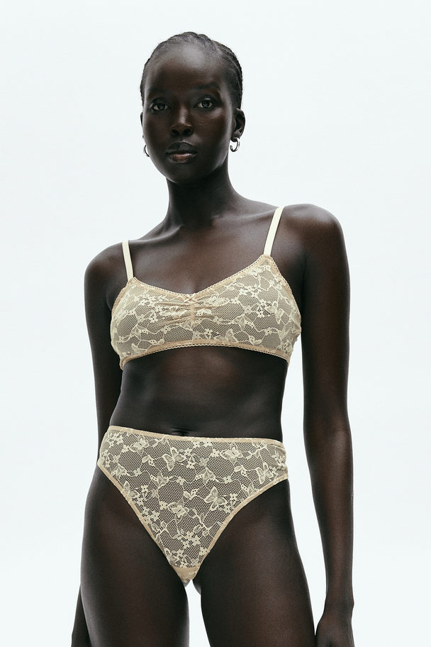 H&M 2er-Pack Unwattierte Bralettes Hellgelb/Hellbeige