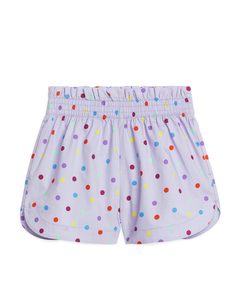 Paperbag-Shorts aus Baumwolle Fliederfarben/mehrfarbig