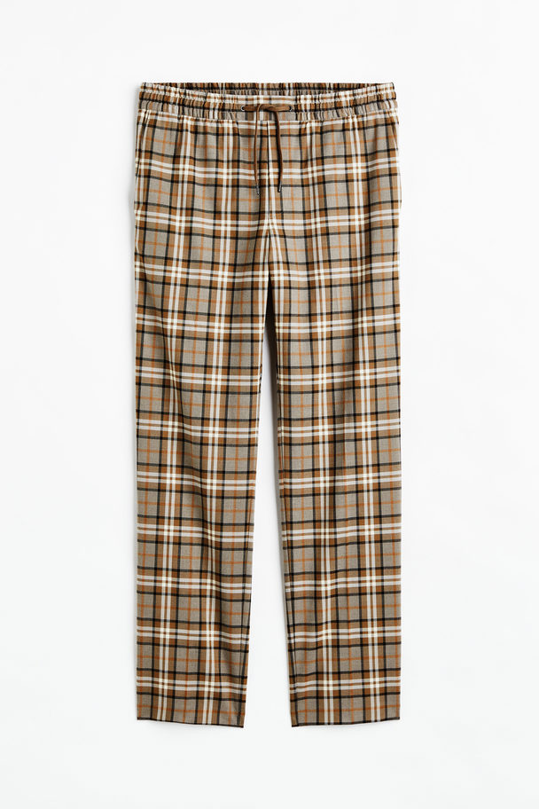 H&M Regular Fit Joggers Light Brown/checked