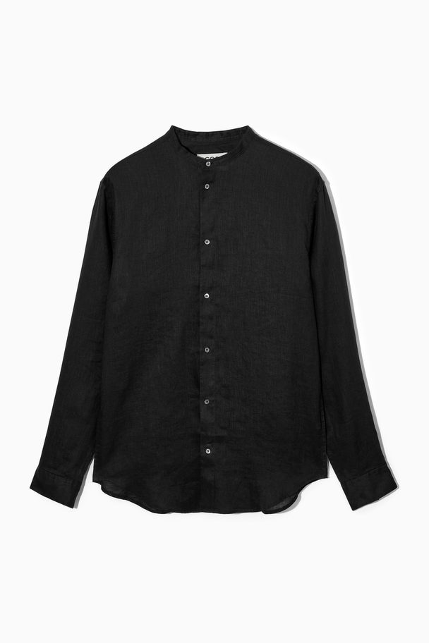 COS Grandad-collar Hemp Shirt Black