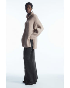 Oversized Cashmere-blend Half-zip Jumper Light Beige Mélange