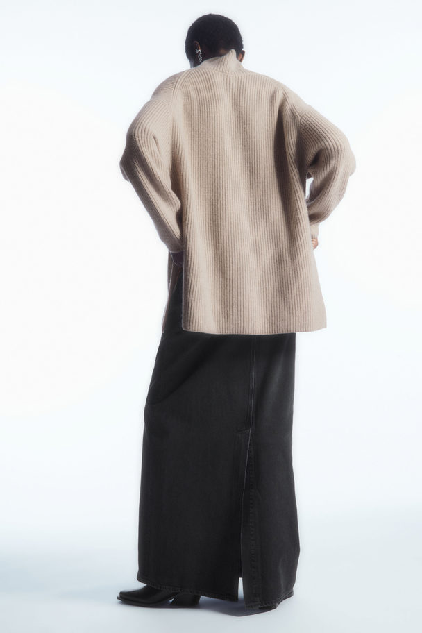 COS Oversized Cashmere-blend Half-zip Jumper Light Beige Mélange