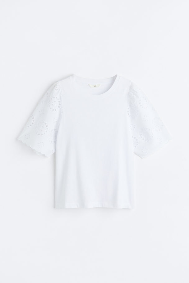 H&M T-shirt I Broderie Anglaise Hvid