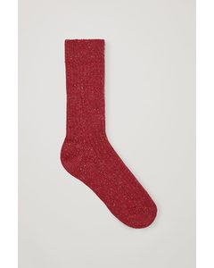 Speckled Wool-silk Socks Red