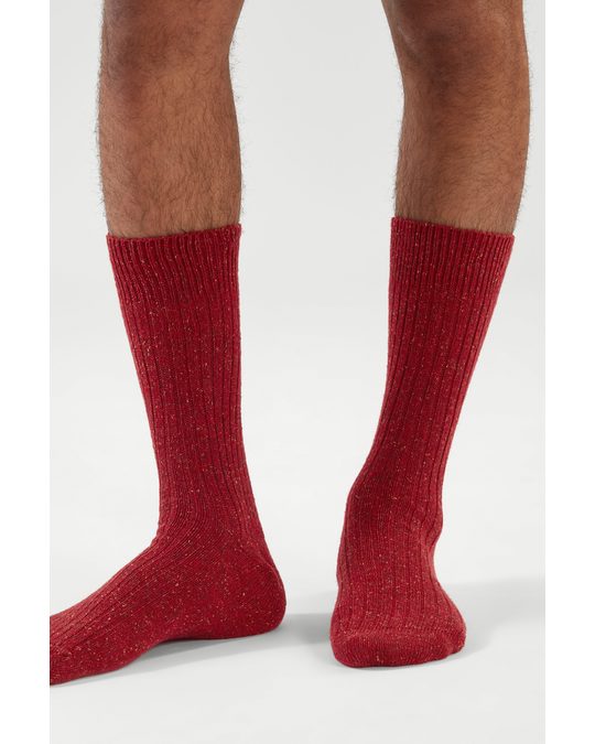 COS Speckled Wool-silk Socks Red