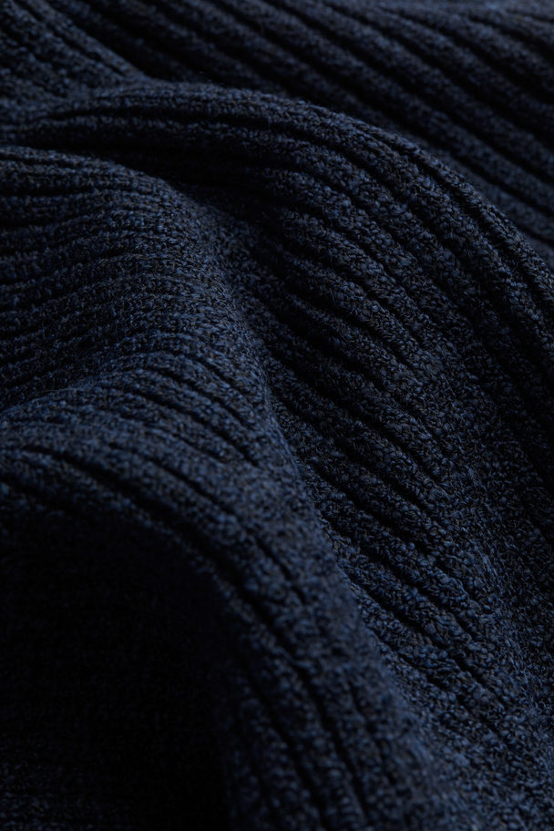 H&M Rib-knit Dress Navy Blue