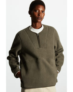 Regular-fit Half-zip Pullover Fleece Khaki Green