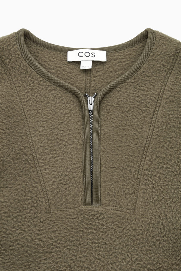 COS Regular-fit Half-zip Pullover Fleece Khaki Green