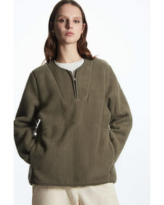 Regular-fit Half-zip Pullover Fleece Khaki Green