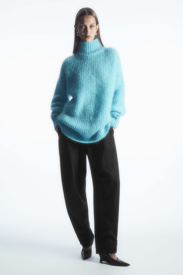 COS Funnel-neck Mohair Tunic Light Turquoise