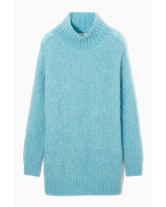 Funnel-neck Mohair Tunic Light Turquoise