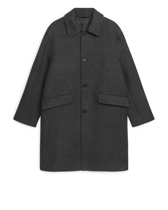 Arket Straight-fit Wool Coat Dark Grey