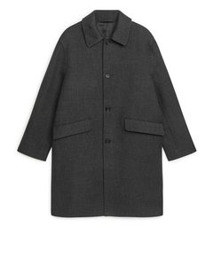 Straight-fit Wool Coat Dark Grey