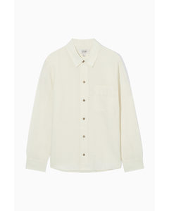 Textured Linen-blend Shirt Off-white