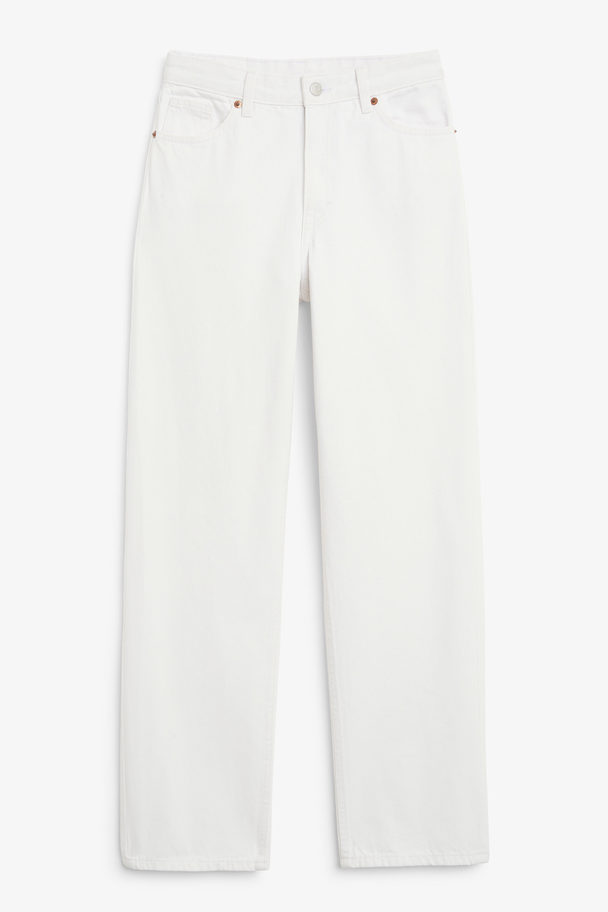 Monki Taiki High Waist Straight Leg Off-white Jeans White