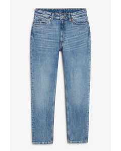 Kimomo Hoge Taille Slim Vintage Blauwe Jeans Vintageblauw